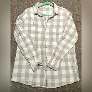 Women’s Woolrich Flannel Long Sleeve Button Up Shirt Size Medium Gray/White